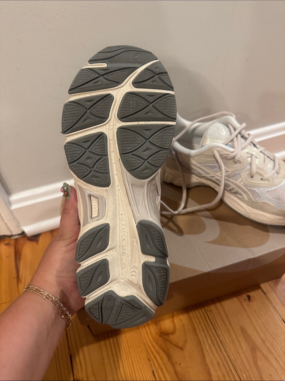 Asics Cream and Gray Running Sneakers - Picture 2 of 3